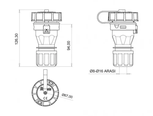 Bemis BS1-1402-7311 CEE Norm IP68 220V-250V Uzatma Priz - 2