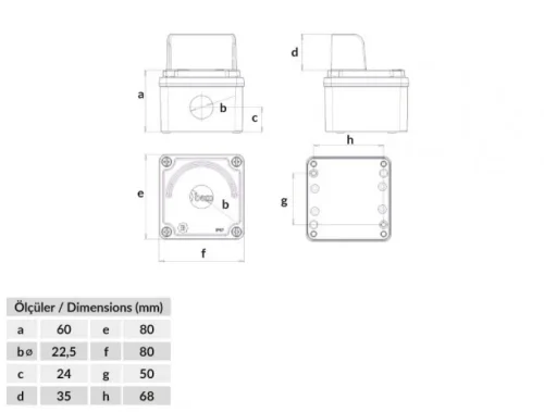 Bemis BT4-1071-0007 Sarı IP67 1’li Korumalı Buton Kutusu 80x80x60 - 2
