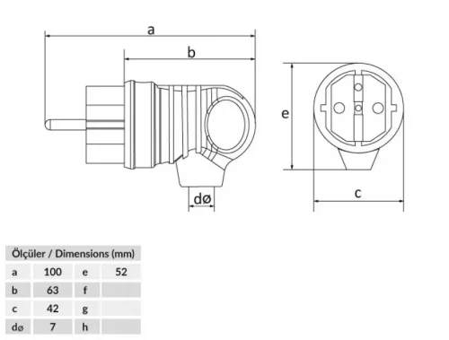 Bemis BV2-1402-2041 Kauçuk UPS Kulplu Eğik Fiş (Mavi) - 2