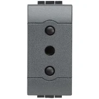 Bticino L4113 İtalyan Standardı Topraklı Priz 10A 250V Vidalı Bağlantı Çocuk Korumalı 1M Antrasit - 1