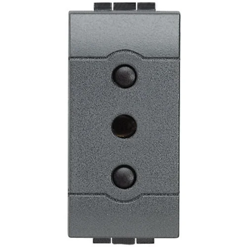 Bticino L4113 İtalyan Standardı Topraklı Priz 10A 250V Vidalı Bağlantı Çocuk Korumalı 1M Antrasit - 1
