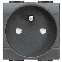Bticino L4141AN Alman Standardı Topraklı Priz 16A 250V Otomatik Bağlantı Çocuk Korumalı 2M Antrasit - 1