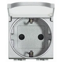 Bticino NT4141PW Alman Standardı Kapaklı Topraklı Priz 16A 250V Vidalı Bağlantı Çocuk Korumalı 2M Alüminyum - 1