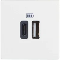 Bticino RW4287C2 Classia Type C ve A 3A 230V 2M Beyaz USB Şarj Prizi - 1