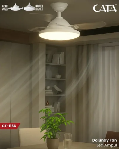 CATA CT-1156 Açılır Kapanır Hayalet Pervaneli Dolunay Fan Led Ampul Kumandalı - 2