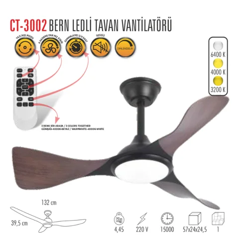 CATA CT-3002 Bern Ahşap Vantilatör Kumandalı - 2