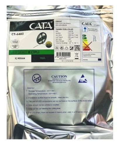 CATA CT-4483 12V Yeşil Renk İç Mekan Şerit Led 5 Metre - 6
