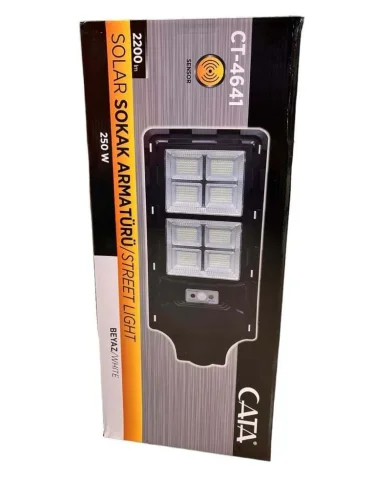 CATA CT-4641 250W 6400K Beyaz Işık Fotoselli Mega Solar Led Sokak Armatürü Kumandalı 2200 Lümen IP65 - 2