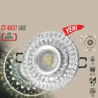 CATA CT-6637 Lale Beyaz Led Efektli Dekoratif Kristal Cam Boş Kasa - 1