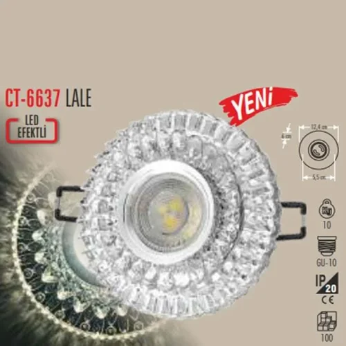 CATA CT-6637 Lale Beyaz Led Efektli Dekoratif Kristal Cam Boş Kasa - 1