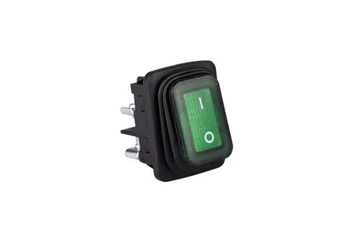 Emas A54B4Y11 30*22mm Siyah Gövde 2NO Işıklı Vidalı (0-I) Baskılı Yeşil A54 Serisi Anahtar - 1