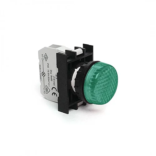 Emas B090XY Plastik LED'li 12-30V AC/DC Yeşil 22 mm Sinyal - 1