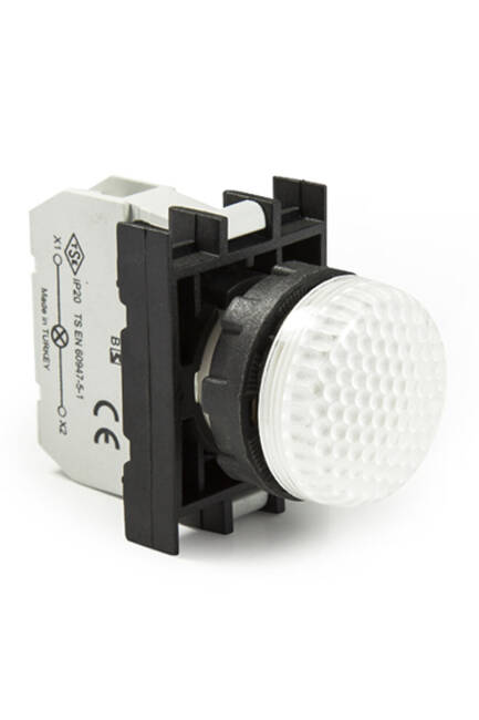 Emas B0Q0XB Plastik LED'li 48V AC/DC Beyaz 22 mm Sinyal - 1