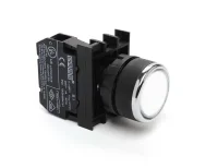 Emas B100DB Plastik 1NO Yaylı Düz Beyaz 22 mm Buton 