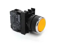 Emas B100DS Plastik 1NO Yaylı Düz Sarı 22 mm Buton 