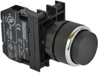 Emas B100HH Plastik 1NO Yaylı Çıkık Siyah 22 mm Buton 