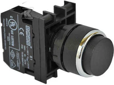 Emas B100HH Plastik 1NO Yaylı Çıkık Siyah 22 mm Buton - 1