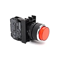 Emas B100HK Plastik 1NO Yaylı Çıkık Kırmızı 22 mm Buton 