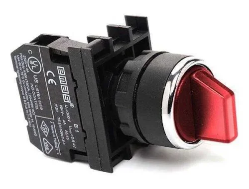 Emas B100SL20K Plastik 1NO (0-I) 60° Seçici Kalıcı Işıklı Kırmızı 22 mm Buton - 1