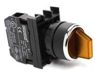 Emas B100SL20S Plastik 1NO (0-I) 60° Seçici Kalıcı Işıklı Sarı 22 mm Buton 