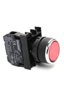 Emas B101DK Plastik 2NO Yaylı Düz Kırmızı 22 mm Buton 