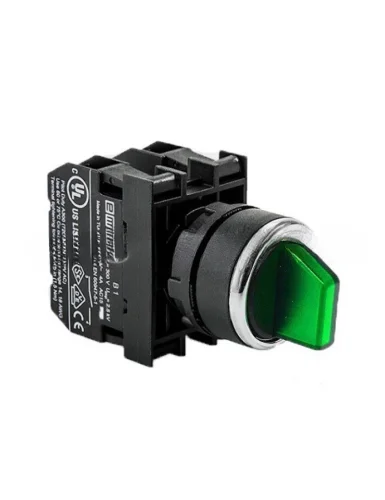 Emas B101SL20Y Plastik 2NO (0-I) 60° Seçici Kalıcı Işıklı Yeşil 22 mm Buton - 1