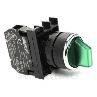 Emas B101SL31Y Plastik 2NO (II-0-I) 60° Seçici Tek Dönüşlü Işıklı Yeşil 22 mm Buton 