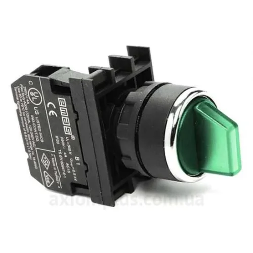 Emas B101SL31Y Plastik 2NO (II-0-I) 60° Seçici Tek Dönüşlü Işıklı Yeşil 22 mm Buton - 1