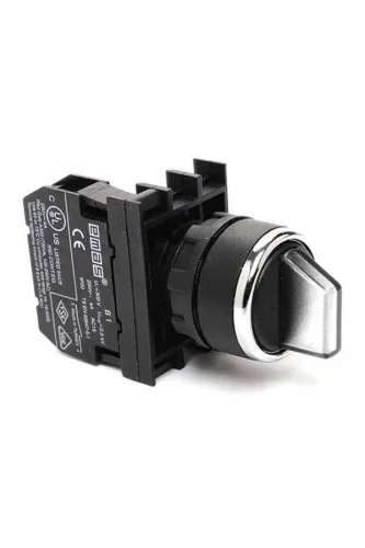 Emas B101SL32B Plastik 2NO (II-0-I) 60° Seçici Çift Dönüşlü Işıklı Beyaz 22 mm Buton - 1