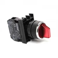 Emas B101SL32K Plastik 2NO (II-0-I) 60° Seçici Çift Dönüşlü Işıklı Kırmızı 22 mm Buton 