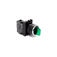 Emas B101SL32Y Plastik 2NO (II-0-I) 60° Seçici Çift Dönüşlü Işıklı Yeşil 22 mm Buton - 1