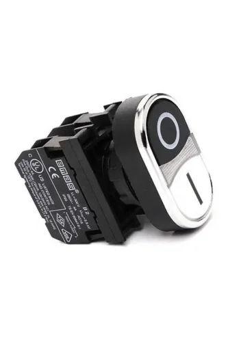 Emas B102B20HB Plastik 1NO+1NC Çiftli Büyük Düz Siyah-Beyaz 22 mm Buton - 1