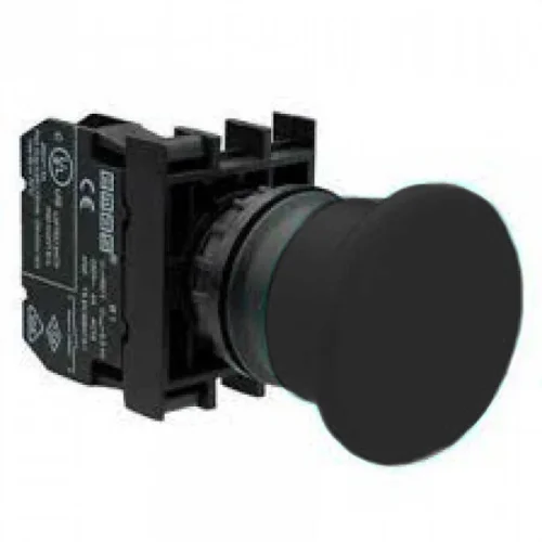 Emas B102MH Plastik 1NO+1NC Yaylı 40 mm Mantar Siyah 22 mm Buton - 1