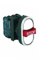 Emas B121B30BB Plastik 1NO+1NC+1NO Üçlü 1 Çıkık Stop Beyaz-Beyaz 22 mm Buton - 1