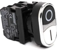 Emas B132K20HB Plastik Ba9S Duylu 1NO+1NC Çiftli Düz Siyah-Beyaz 22 mm Buton - 1