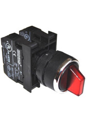 Emas B161SL20K Plastik LED'li 2NO 12-30V AC/DC (0-I) 60° Seçici Kalıcı Işıklı Kırmızı 22 mm Buton - 1
