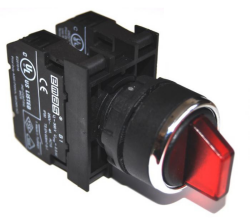 Emas B1K1SL30K Plastik LED'li 2NO 100-230V AC (II-0-I) 60° Seçici Kalıcı Işıklı Kırmızı 22 mm Buton - 1