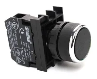 Emas B200DH Plastik 1NC Yaylı Düz Siyah 22 mm Buton 