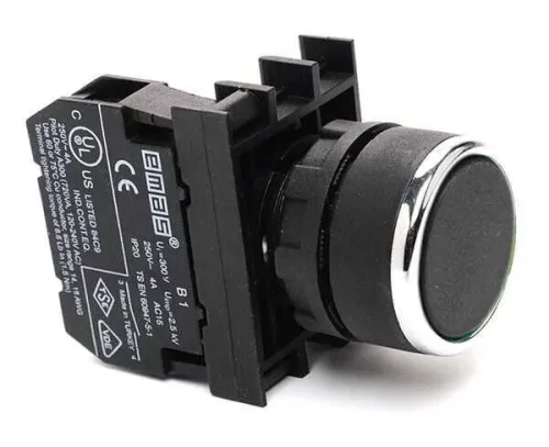 Emas B200DH Plastik 1NC Yaylı Düz Siyah 22 mm Buton - 1