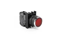 Emas B200DK Plastik 1NC Yaylı Düz Kırmızı 22 mm Buton - 1