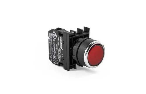 Emas B200DK Plastik 1NC Yaylı Düz Kırmızı 22 mm Buton - 1