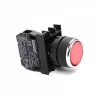 Emas B202DK Plastik 2NC Yaylı Düz Kırmızı 22 mm Buton 