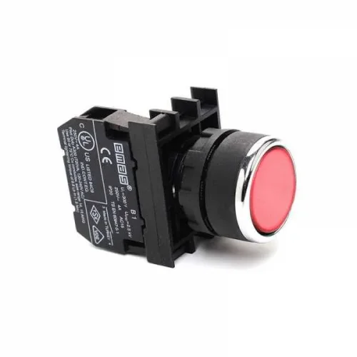 Emas B202DK Plastik 2NC Yaylı Düz Kırmızı 22 mm Buton - 1