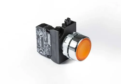 Emas CM100DS Metal 1NO Yaylı Düz Sarı 22 mm Buton - 1