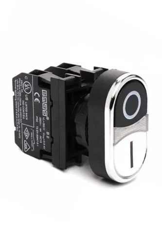 Emas CM102K20HB10 Metal 1NO+1NC Çiftli Düz Siyah-Beyaz (0-I) Baskılı 22 mm Buton - 1