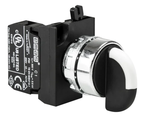 Emas CM150S20 Metal LED'li 1NO 12-30V AC/DC (0-I) 60° Seçici Kalıcı 22 mm Buton - 1