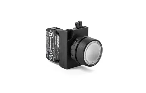 Emas CP100DB Plastik 1NO Yaylı Düz Beyaz 22 mm Buton - 1