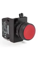 Emas CP100DK Plastik 1NO Yaylı Düz Kırmızı 22 mm Buton 