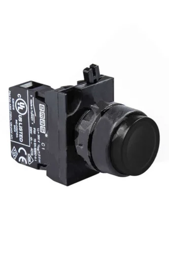 Emas CP100HH Plastik 1NO Yaylı Çıkık Siyah 22 mm Buton - 1