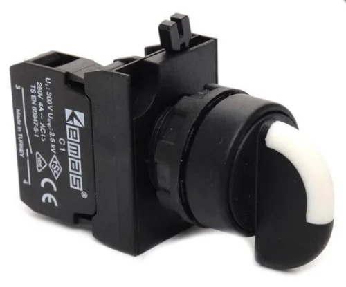 Emas CP101S30 Plastik 2NO (II-0-I) 60° Seçici Kalıcı 22 mm Buton - 1